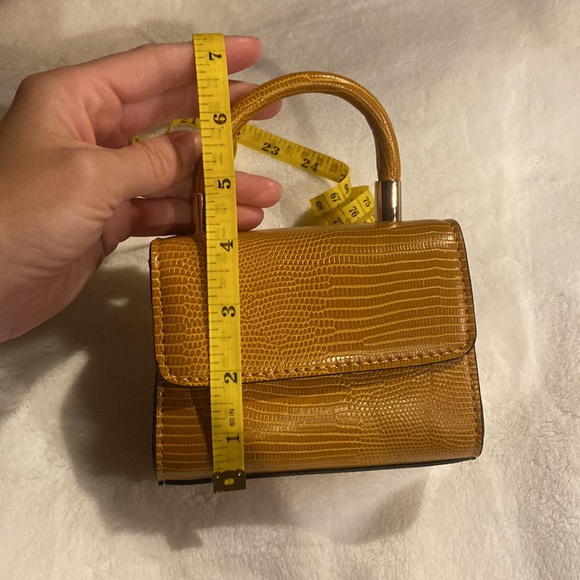 Y2K Topshop mini bag crossbody purse yellow brown gold hardware - Picture 16 of 16
